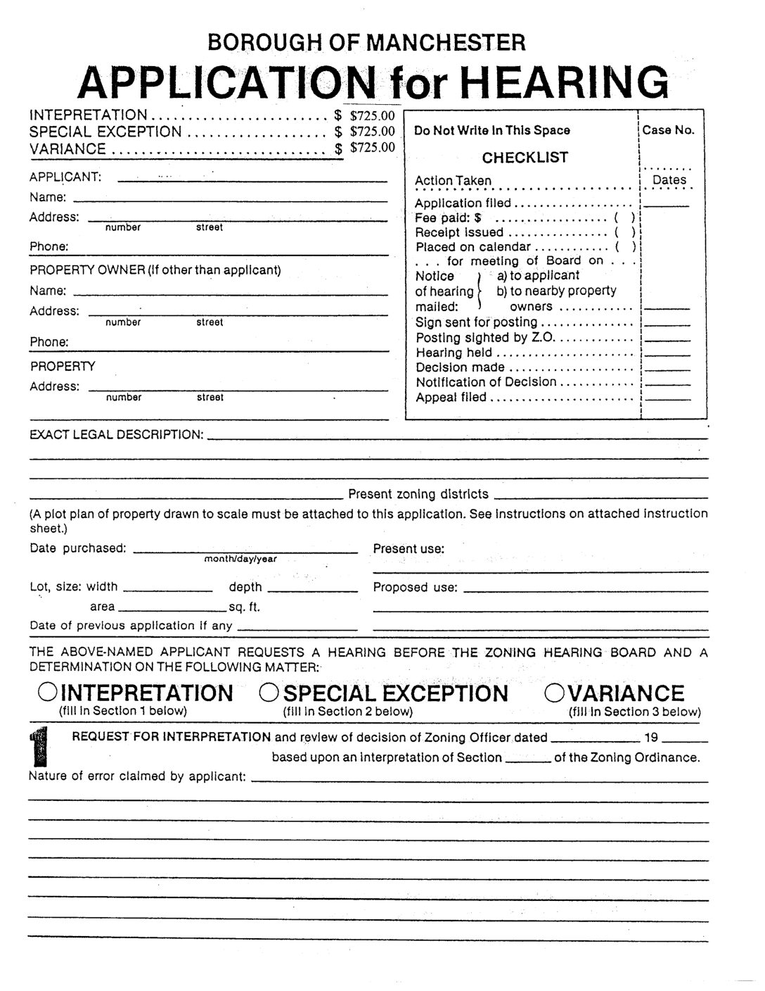 Thumbnail of the first page of 'Zoning Variance Application'
