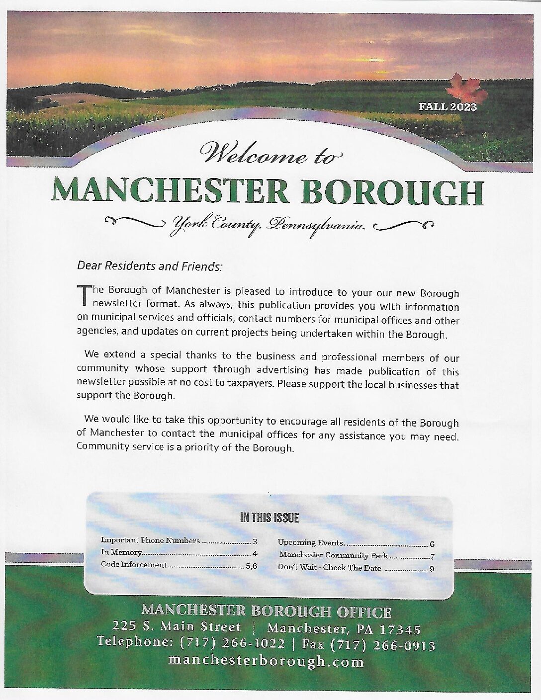 Thumbnail of the first page of 'Newsletter – Fall 2023'