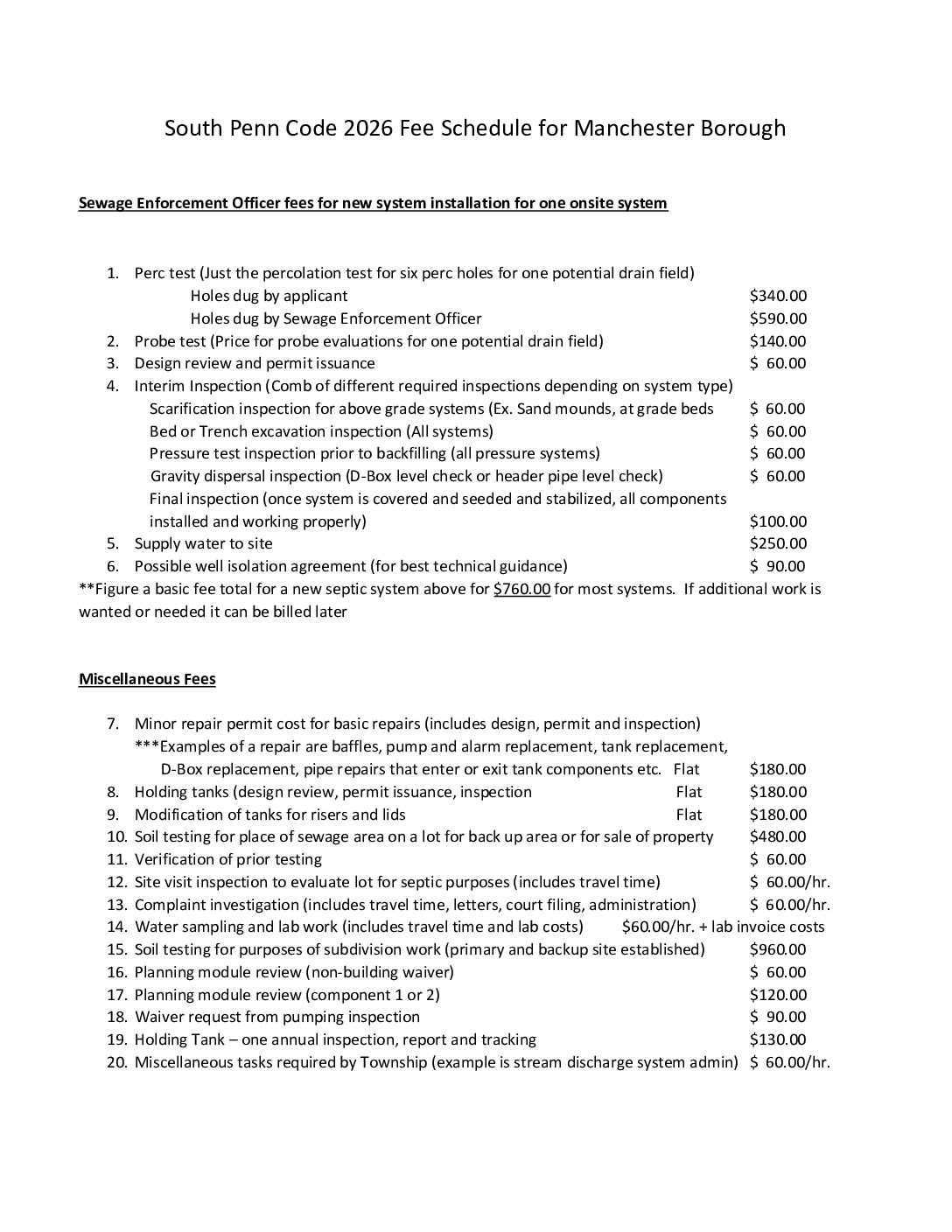 Thumbnail of the first page of 'SEO 2026 Fee Schedule'